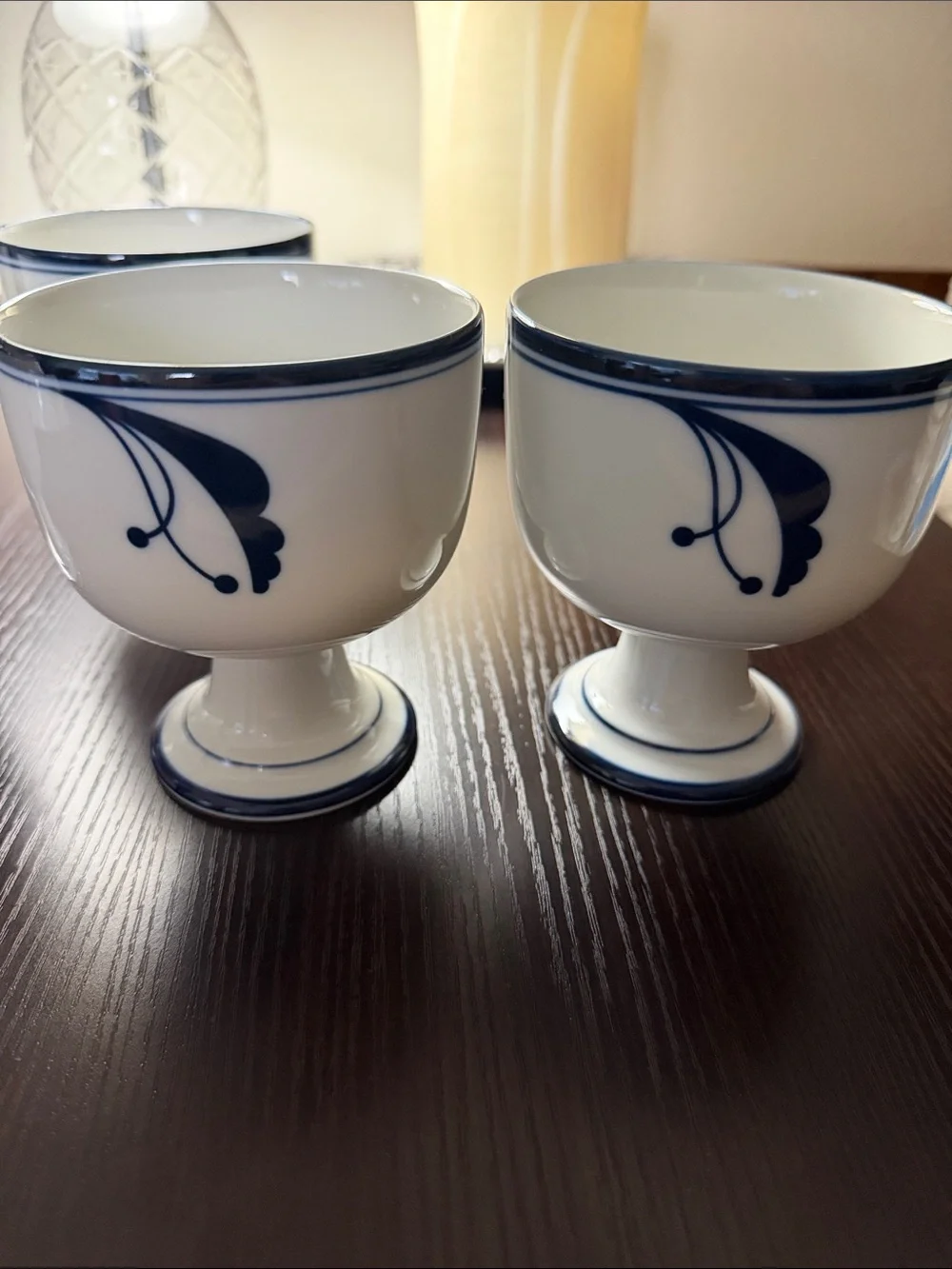 Dansk (4) Pc. Pedestal Goblets.  Two Flora Bayberry & two Bistro.